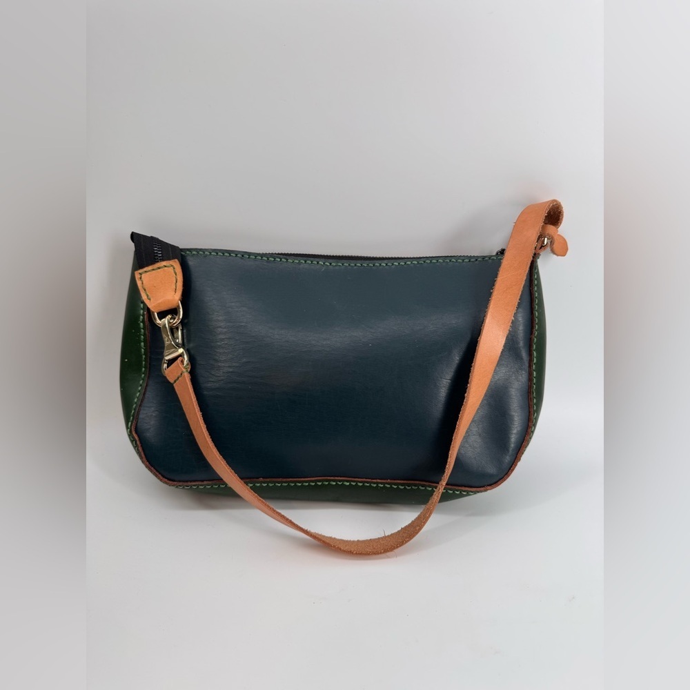 Hand Made Vintage Green Leather Shoulder Bag